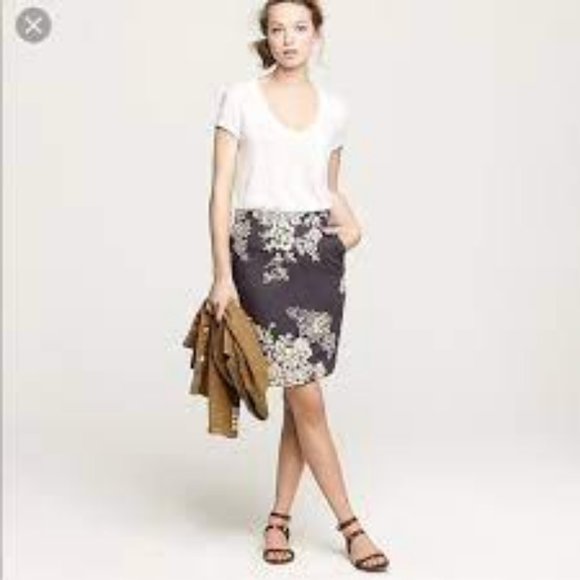J. Crew Dresses & Skirts - J. Crew Pencil Skirt Blue Off White Size 2 D0163